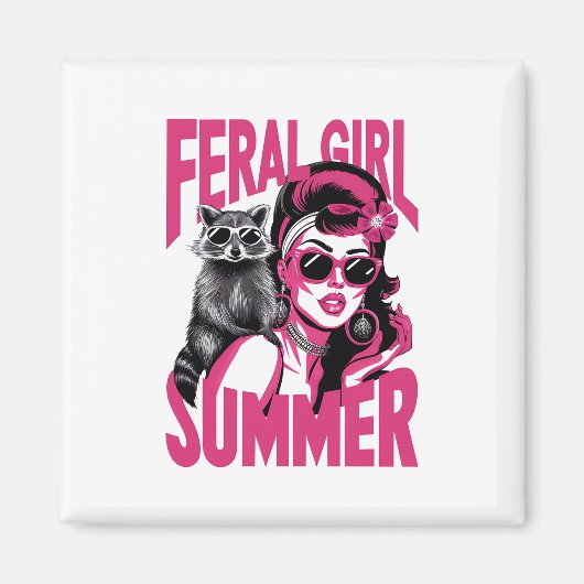 wild meisje zomer opossum grappige wasbeer magneet (Voorkant)