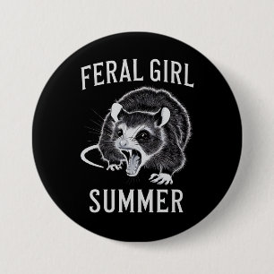 wild meisje zomer opossum  ronde button 7,6 cm