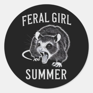 wild meisje zomer opossum  ronde sticker