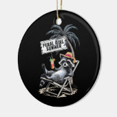 wild meisje zomer strand grappige wasbeer keramisch ornament (Links)