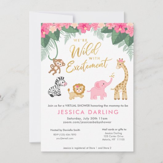 Wild met Excitement VIRTUAL baby shower Kaart (Voorkant)