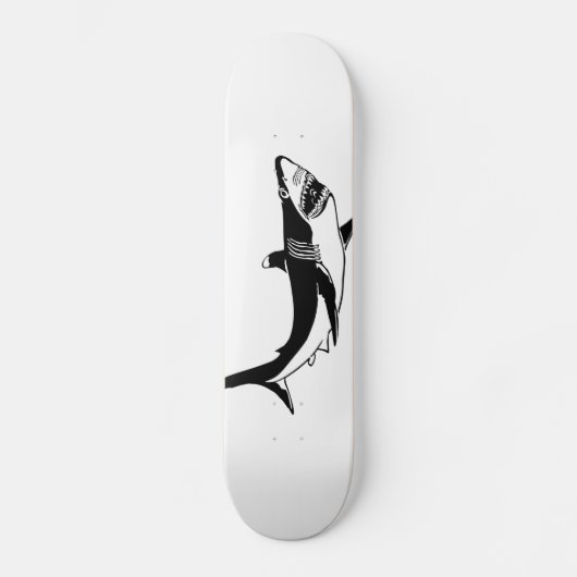 wild met witte haai skateboard (Voorkant)