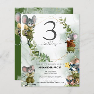 Wild Mice 3rd Birthday Party Invitation