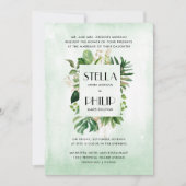 Wild monstera tropical foliage formal bruiloft kaart (Voorkant)