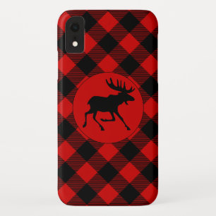 Wild Moose op Red Buffalo Plaid Pattern iPhone XR Hoesje
