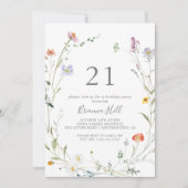 Wild Multicolour Floral 21e verjaardagsfeestje Kaart (Voorkant)