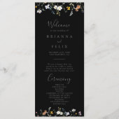 Wild Multicolour Floral Black bruiloft programma (Voorkant)