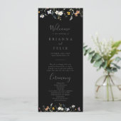 Wild Multicolour Floral Black bruiloft programma (Staand voorkant)