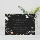 Wild Multicolour Floral Black Elopement Aankondiging (Staand voorkant)