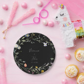 Wild Multicolour Floral Black Wedding Cake Papieren Bordje (Feest)