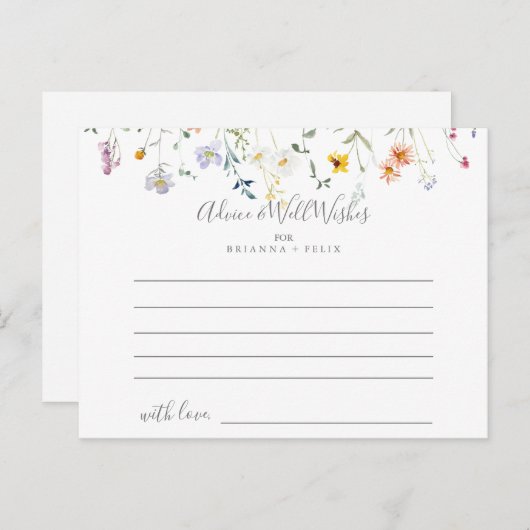 Wild Multicolour Floral bruiloft advies Kaart (Voorkant / Achterkant)