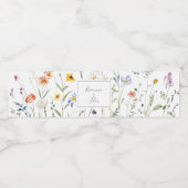 Wild Multicolour Floral Bruiloft Water Fles Label Waterfles Etiket (Enkel label)