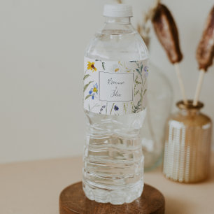 Wild Multicolour Floral Bruiloft Water Fles Label Waterfles Etiket