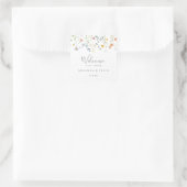Wild Multicolour Floral bruiloft Welkom Vierkante Sticker (Tas)