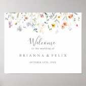 Wild Multicolour Floral Bruiloft Welkomstbord Poster (Voorkant)
