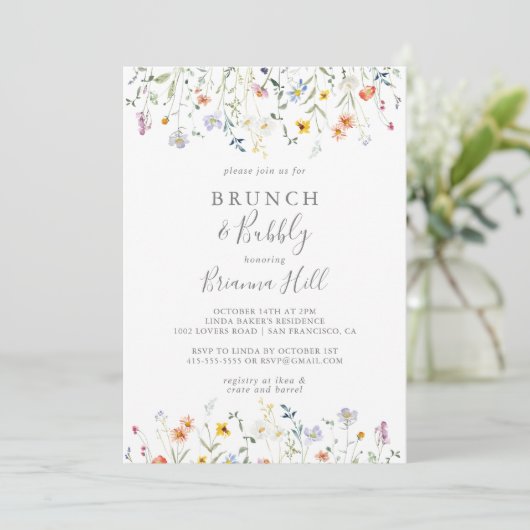 Wild Multicolour Floral Brunch Bubble Vrijgezellen Kaart (Staand voorkant)