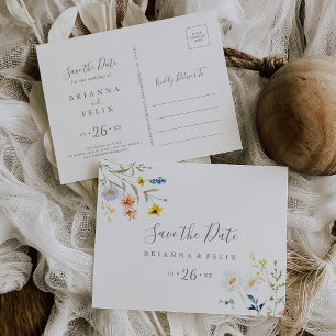 Wild Multicolour Floral Horizontal Save the Date Briefkaart