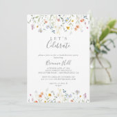 Wild Multicolour Floral Laten we feest vieren Kaart (Staand voorkant)