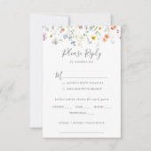 Wild Multicolour Floral Wedding Menu Keuze RSVP (Voorkant)