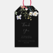 Wild Multicolour Floral Zwart Bruiloft Dank u Cadeaulabel (Voorkant)