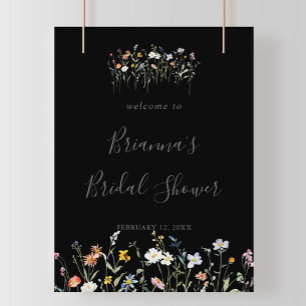 Wild Multicolour Floral Zwart Vrijgezellenfeest We Poster