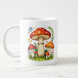 Wild mushrooms and flowers in grass forest nature extra grote beker