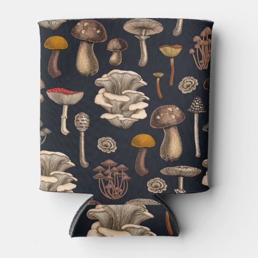 Wild Mushrooms on graphite black Blikjeskoeler (Voorkant)