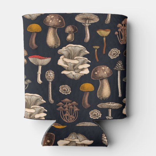 Wild Mushrooms on graphite black Blikjeskoeler (Achterkant)