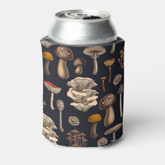 Wild Mushrooms on graphite black Blikjeskoeler (Blikje Achterkant)