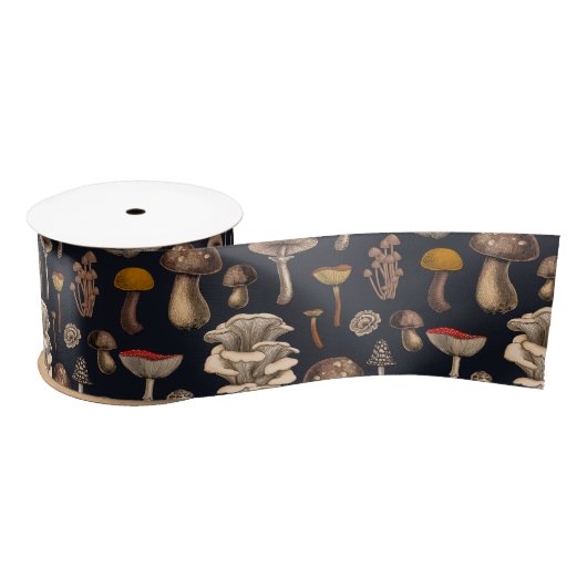 Wild Mushrooms on graphite black Lint (Spoel)