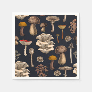 Wild Mushrooms on graphite black Servet