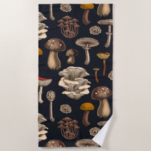 Wild Mushrooms on graphite black Strandlaken