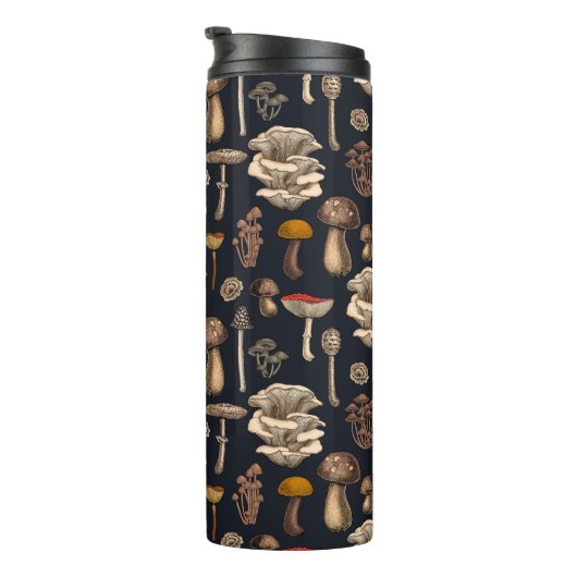 Wild Mushrooms on graphite black Thermosbeker (Geroteerd rechts)