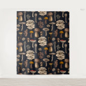 Wild Mushrooms on graphite black Wandkleed (Voorkant)
