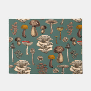 Wild Mushrooms on pine green Deurmat