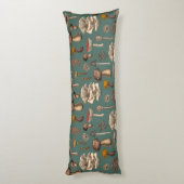 Wild Mushrooms on pine green Lichaamskussen (Achterkant (Verticaal))