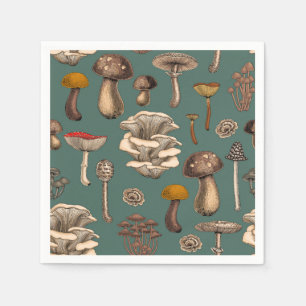 Wild Mushrooms on pine green Servet