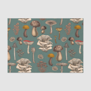 Wild Mushrooms on pine green Tissuepapier