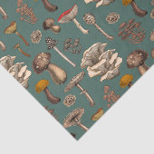 Wild Mushrooms on pine green Tissuepapier (Detail)