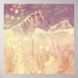  Wild Mustang Gold Glitter Horse Poster