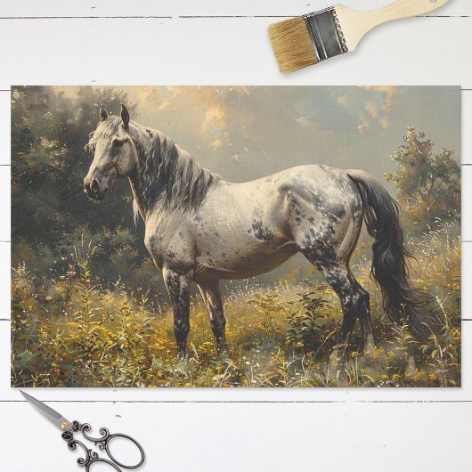 Wild Mustang Landschap Schilderij Decoupage Tissuepapier
