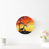 Wild Mustang Mare and Foal Silhouette With Sunset Ronde Klok (Huis)