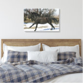 Wild Mustang Paard in sneeuw 2 Canvas Afdruk (Insitu (Slaapkamer))