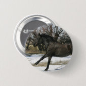 Wild Mustang Paard in sneeuw 2 Ronde Button 5,7 Cm (Voorkant /achterkant)