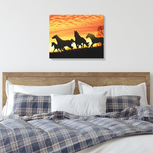 Wild Mustangs Canvas Afdruk (Insitu (Slaapkamer))
