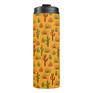 Wild Natuur Cactus Struiken Patroon Thermosbeker