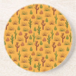 Wild Natuur Cactus Struiken Patroon Zandsteen Onderzetter