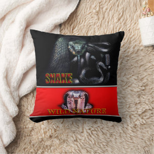 WILD NATUUR - zwart SNAKE design collectie Kussen