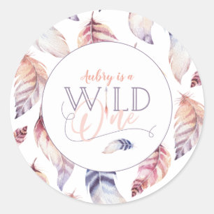 wild nummer 1 op verjaardagsfeeststicker ronde sticker