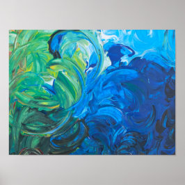 Wild Ocean Deep Blue Zee Abstract Poster